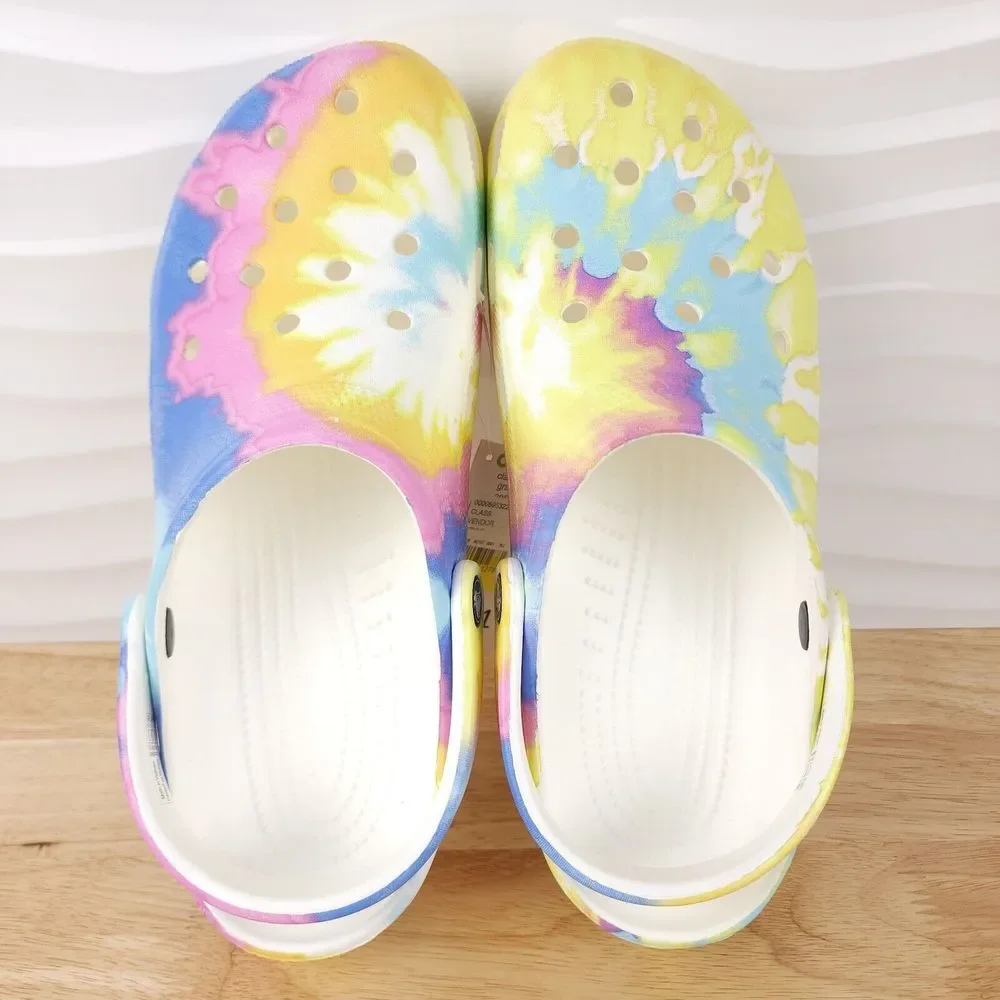 Crocs Classic Tie Dye Graphic Clogs Mens Size 10 Womens Size 12‎ Slip On Shoes